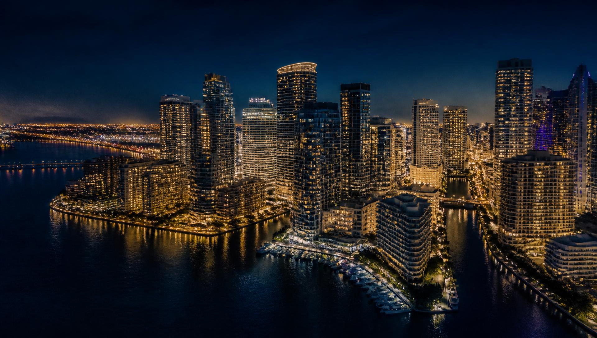 Miami financial district at night